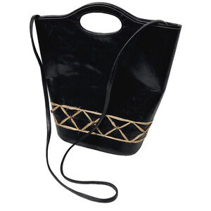 VTG Y2K Tony Graham Purse Black Leather? Strap Tote Bag Top Handle Boho Lagen